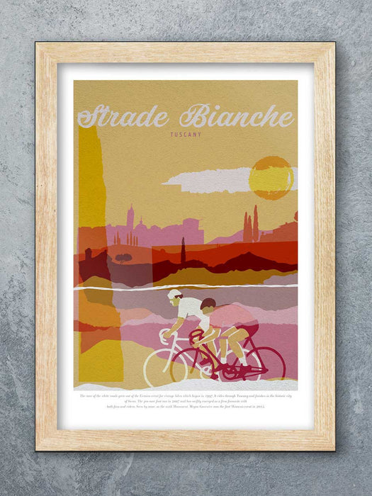White Roads Strade Bianche Cycling Poster Print