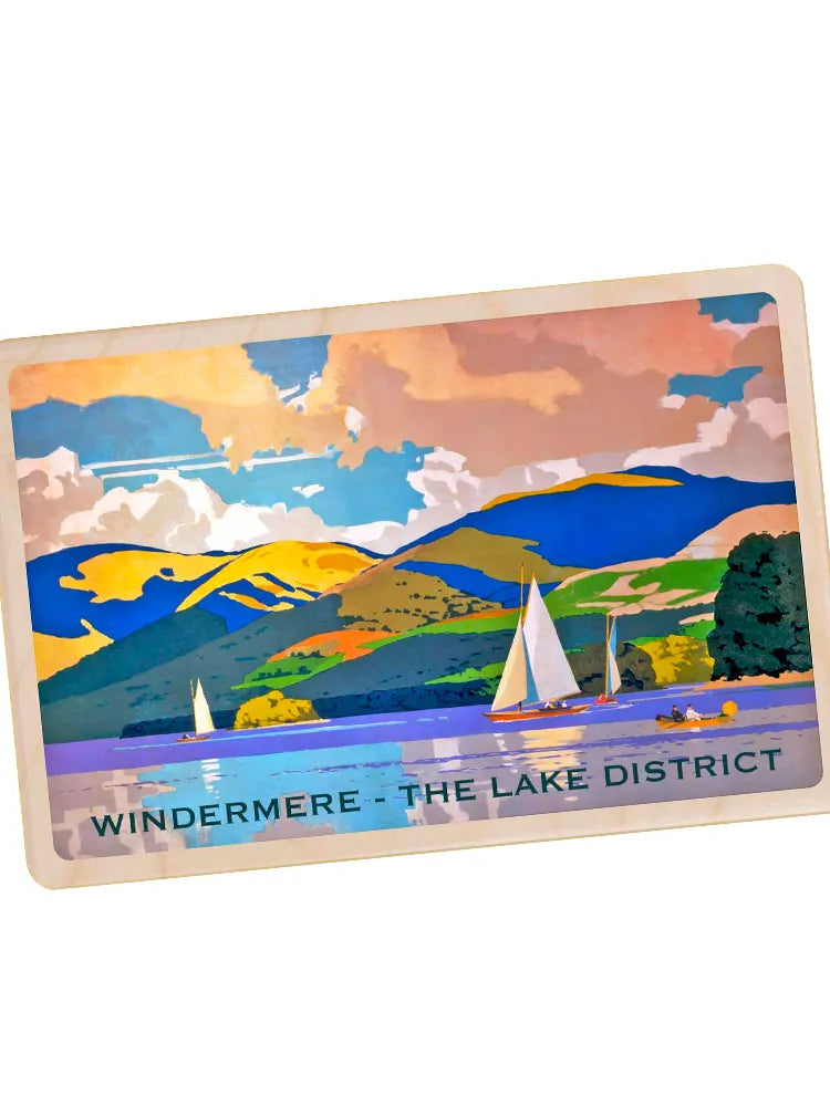 wooden postcard of the Lake District