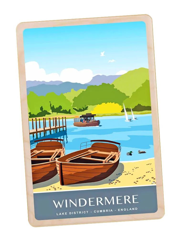 windermere wooden postcard