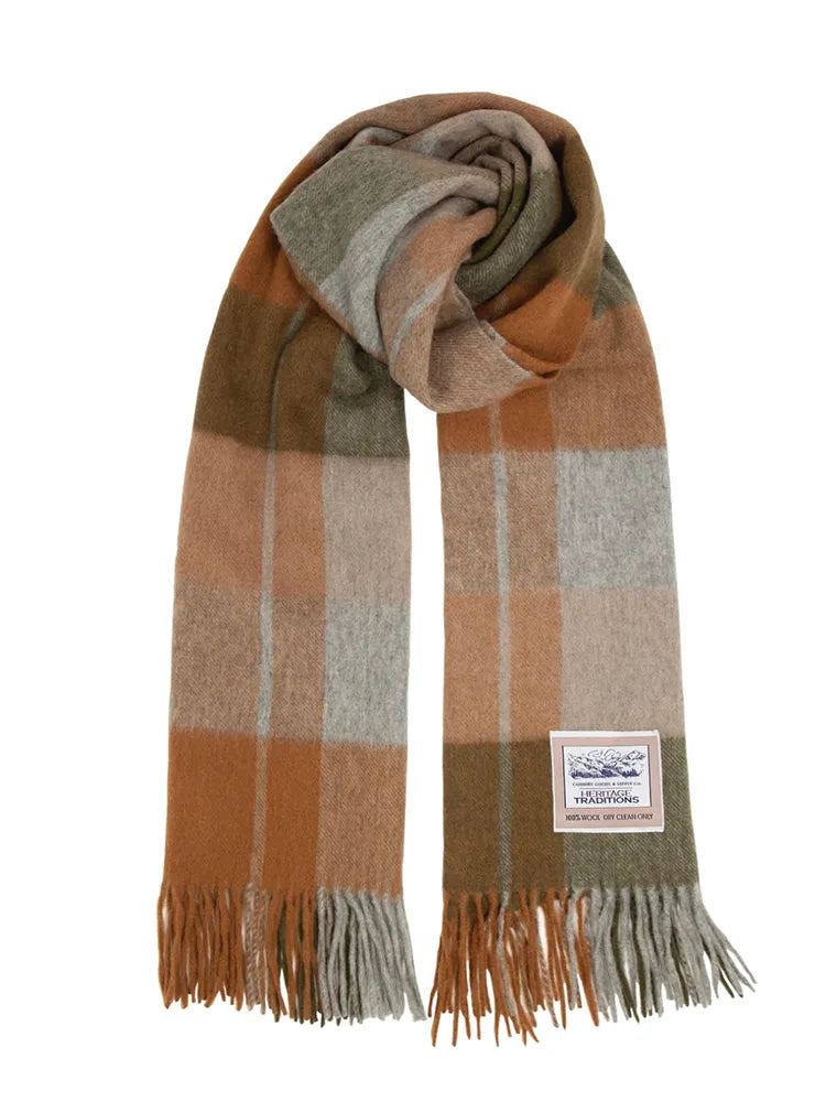 woodland check wool scarf