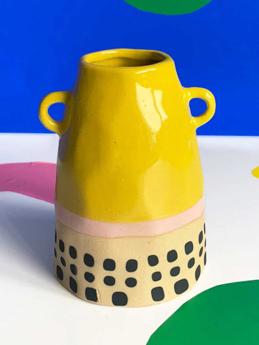 Yellow Bloc Part Glaze Vase