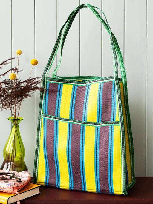 woven shopper yellow and brown 