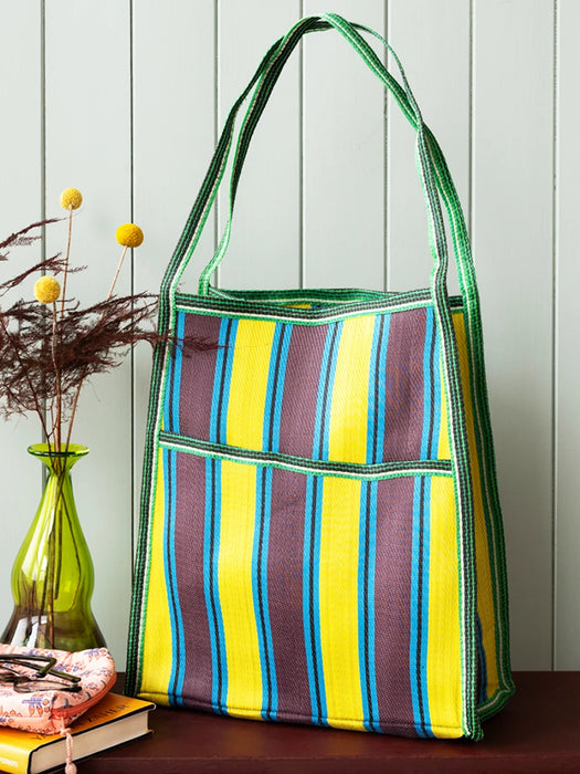 woven shopper yellow and brown 