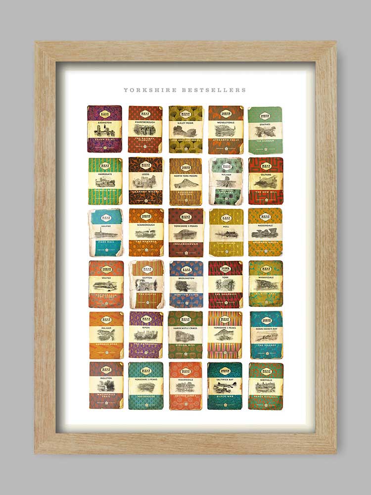 Our Yorkshire Bestsellers Poster Print celebrates some of the iconic sites and destinations of God's own County!