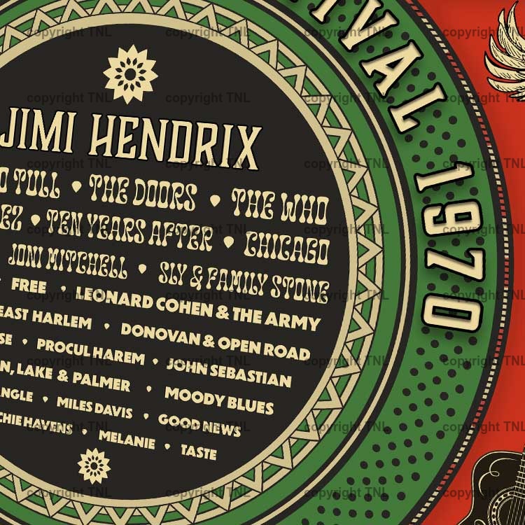 isle of wight festival poster. Re-imagining of the famous 1970 event