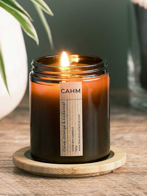 CAHM candle amber jar