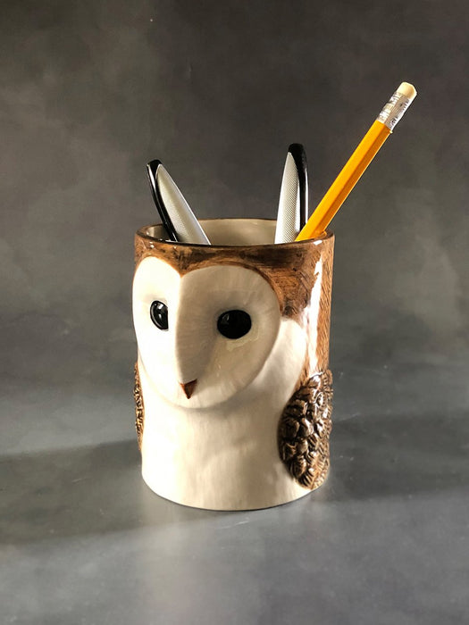 barn owl pencil pot