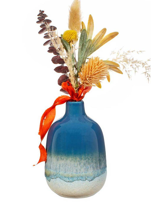 blue dipped glaze bud vase
