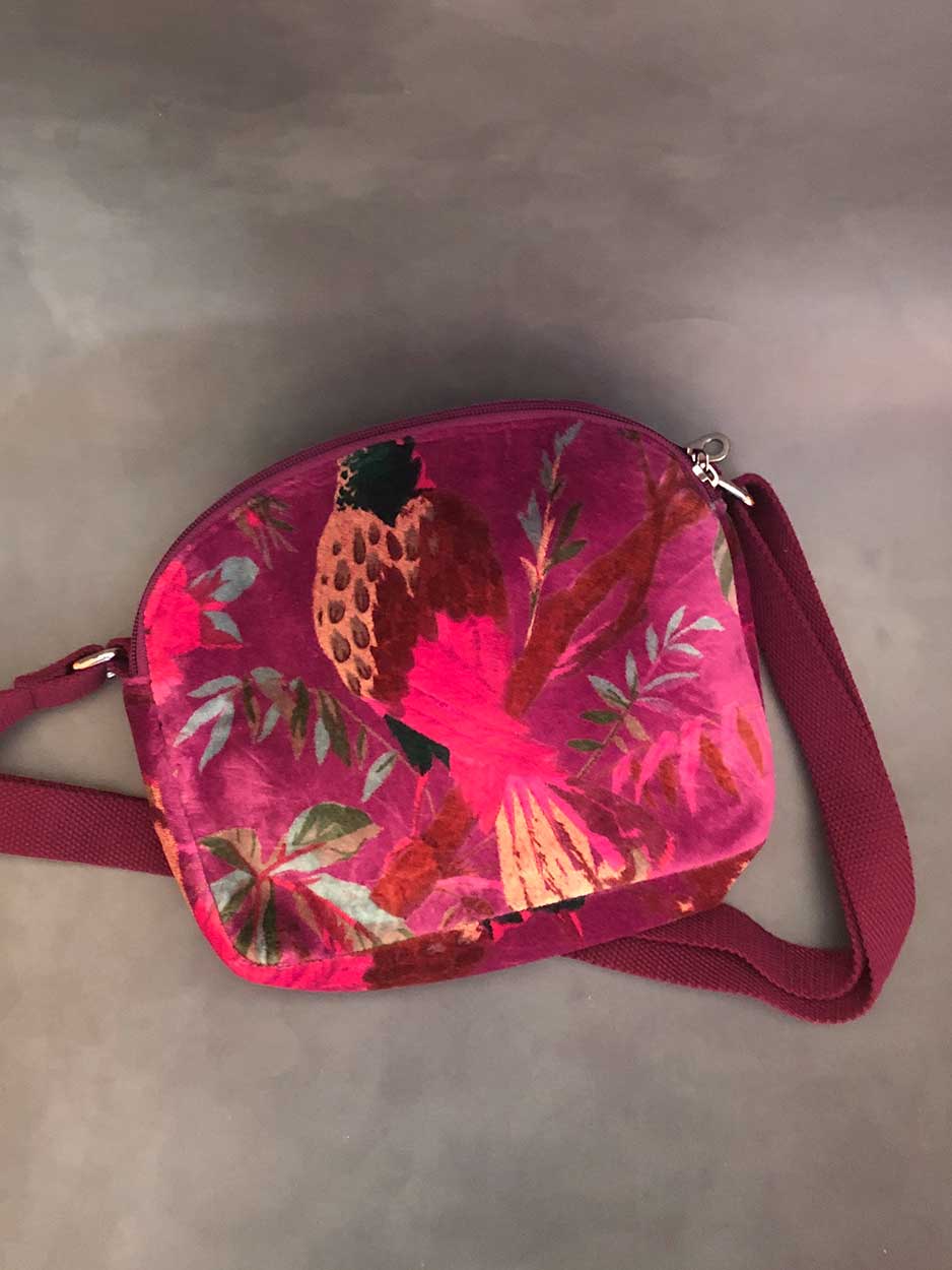blush velvet bag