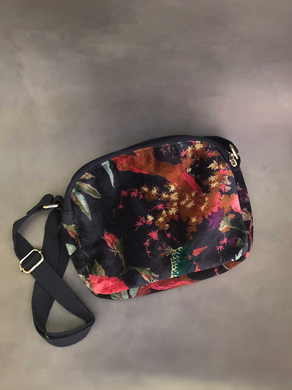 navy velvet bag