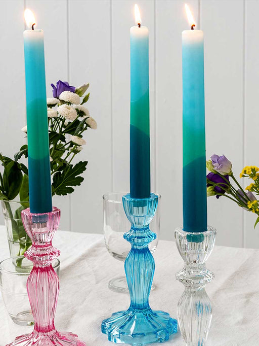 Box of 4 Dip Dye Candles - Blue and Green Kitchen and Dining The Northern Line 