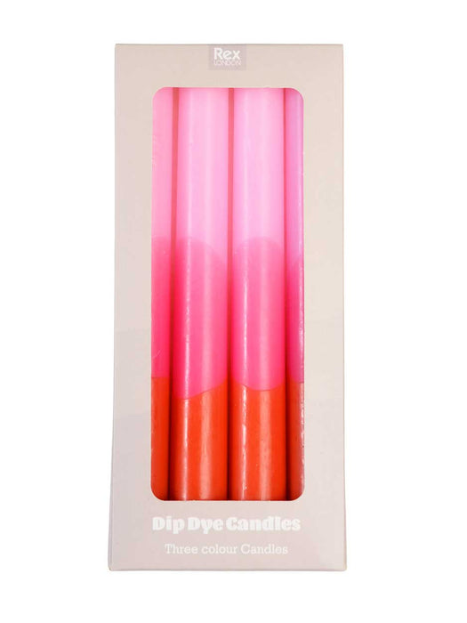 Box of 4 Dip Dye Candles - Pink and Orange Kitchen and Dining The Northern Line 