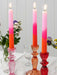 light pink, pink & orange dip dye candles