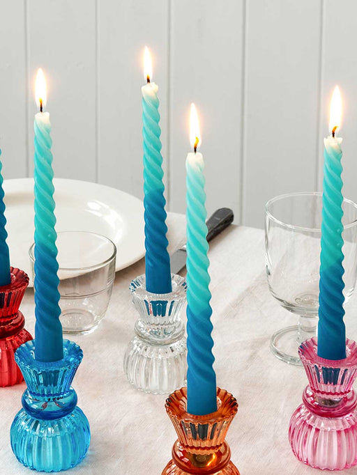 blue spiral candles
