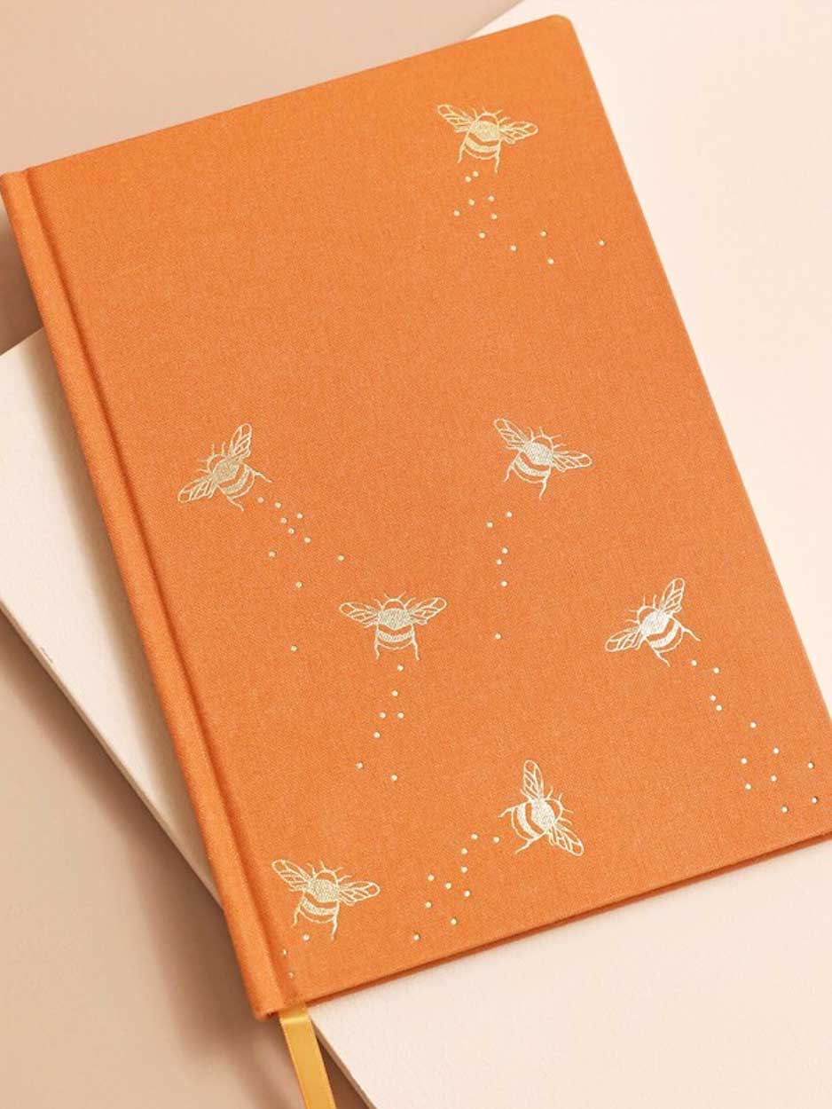 Burnt Orange & Gold Bumble Bee Notebook classic homeware Lisa Angel 