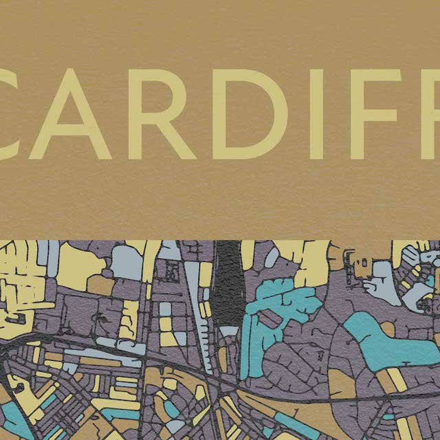 map of cardiff street poster print