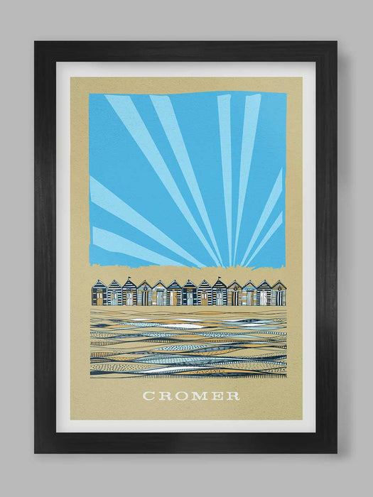 Cromer poster with beach huts