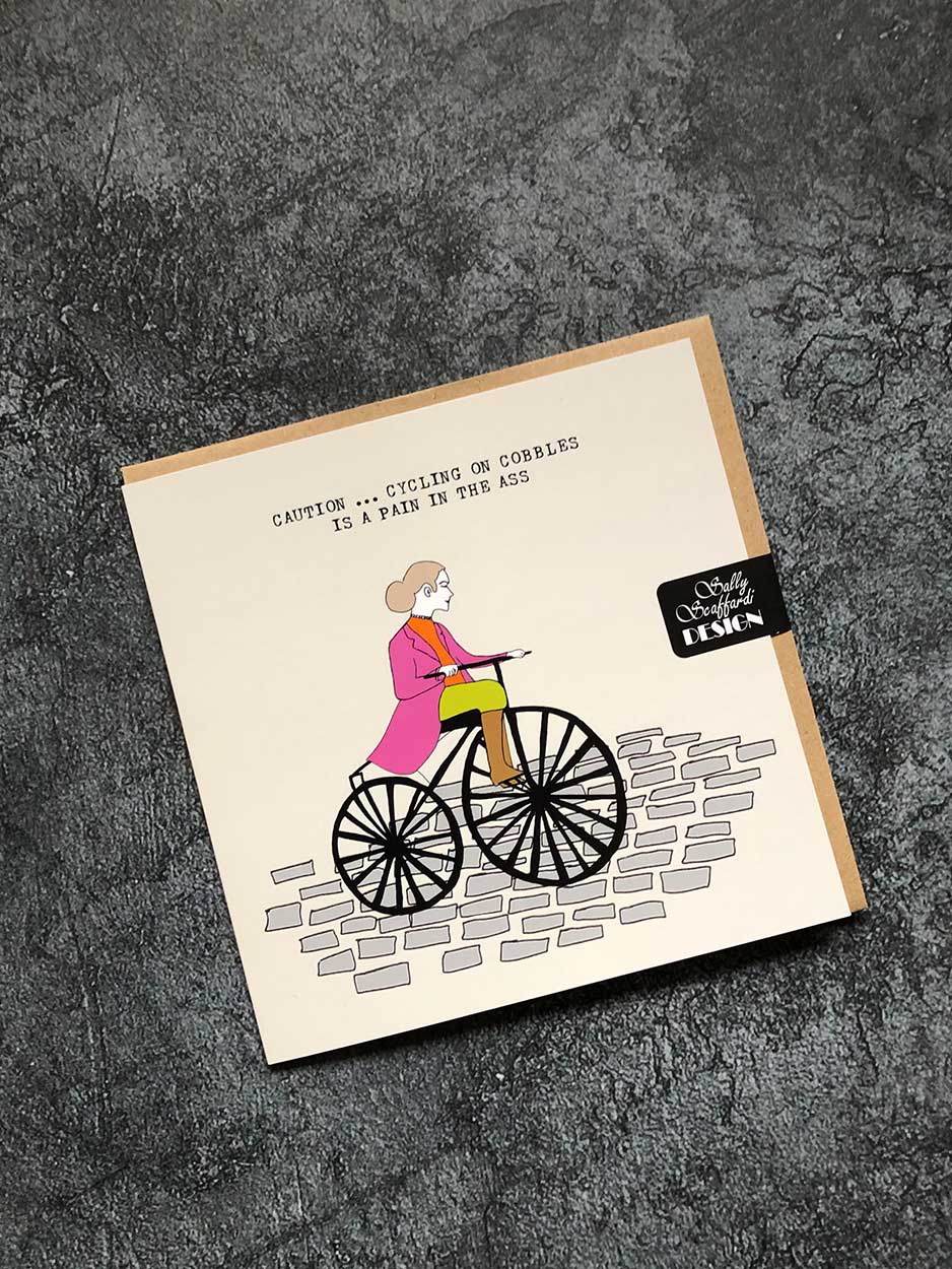cycling on cobbles card