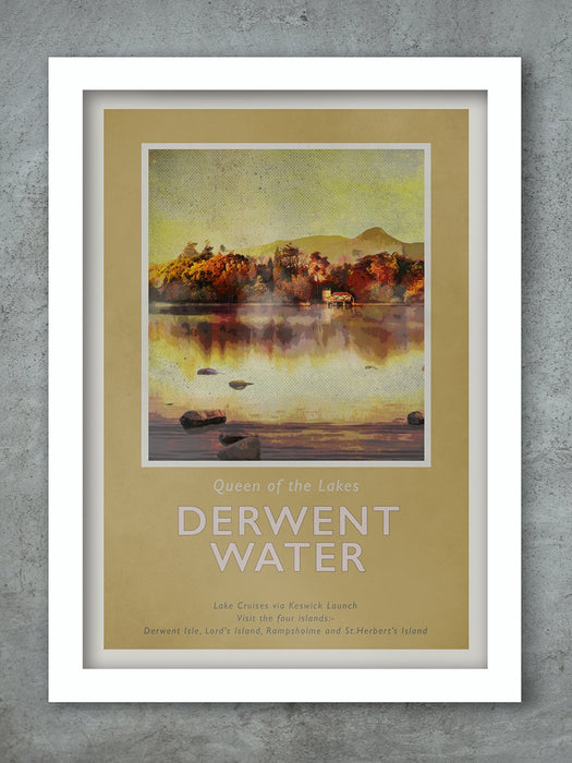 Derwentwater Retro Styled Poster print