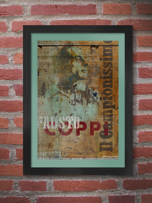 Fausto Coppi Grunge cycling poster print