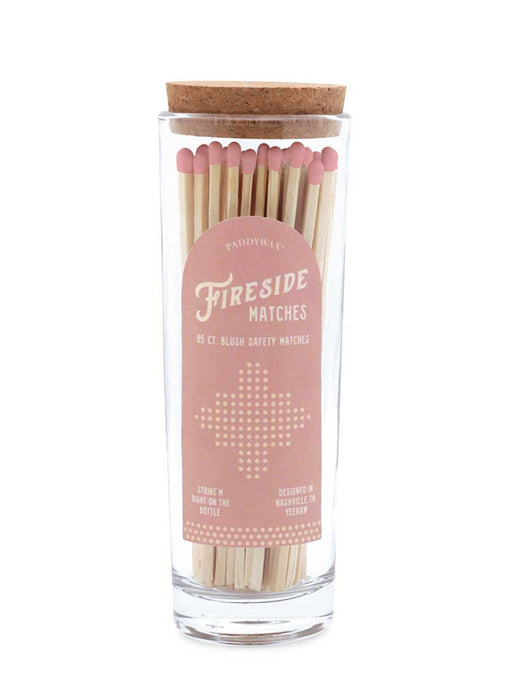 blush pink matches in a jar