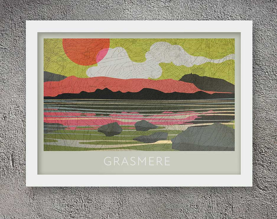 poster retro styled of Grasmere lake in the Lake District