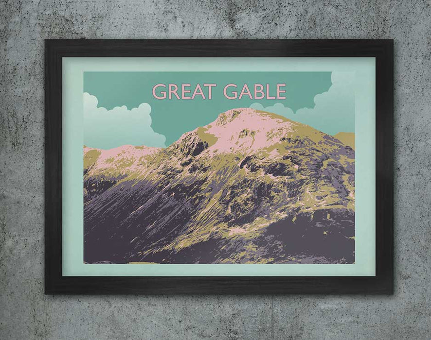 Great Gable Lake District Retro Poster Print