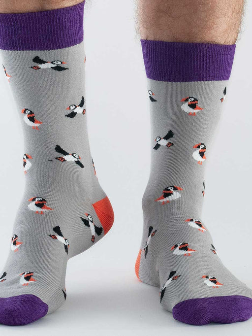 grey puffin socks