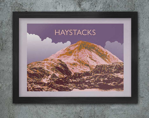 Haystacks Lake District retro style poster print