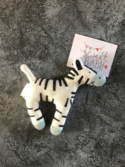 Knitted Organic Cotton Black & White Zebra Toy Baby The Northern Line 