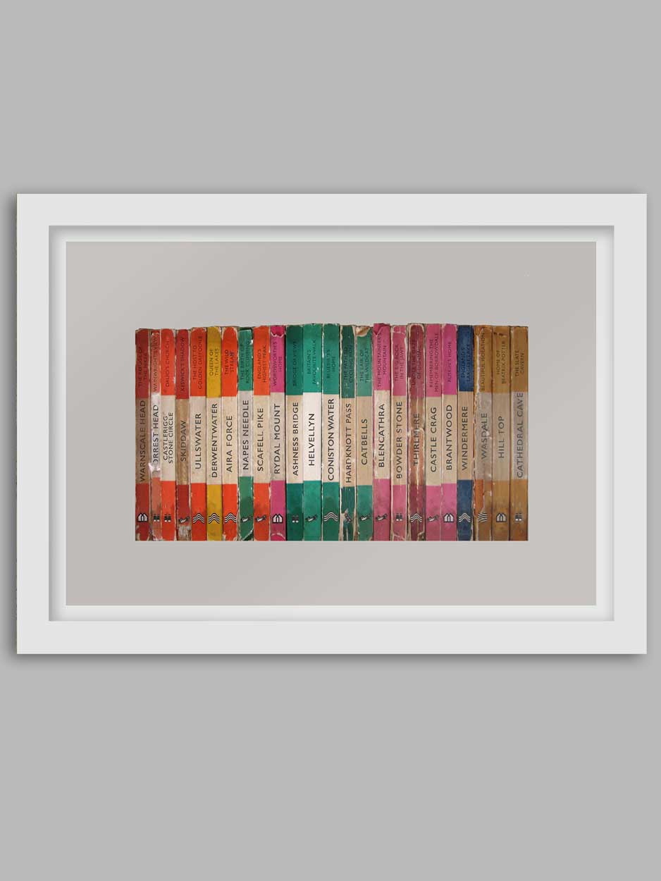 lake district classics book ends, famous people and landmarks poster print. penguin books style