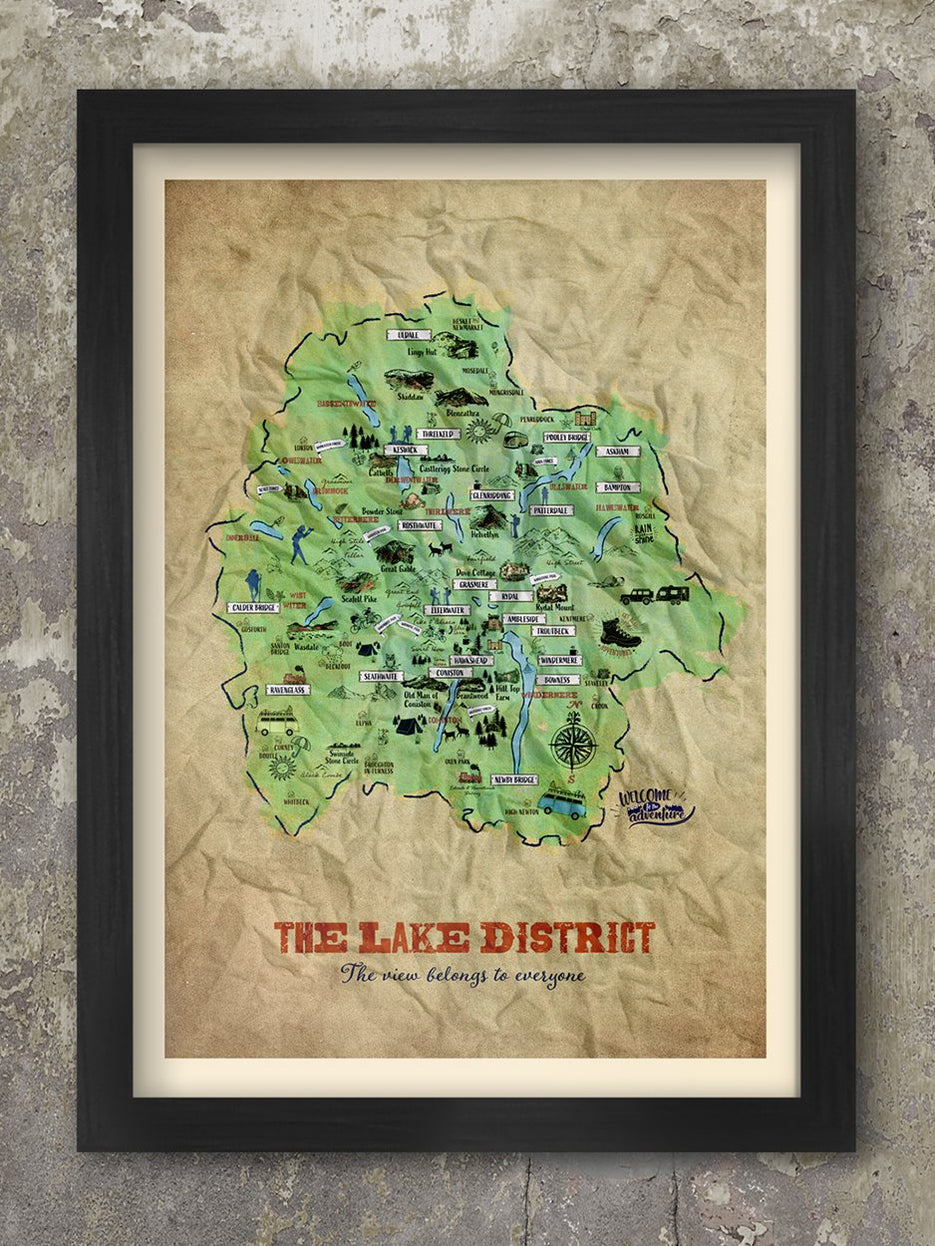 Lake District Illustrated Map Poster Print — The Northern Line