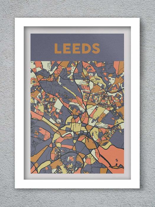 Leeds map style poster print