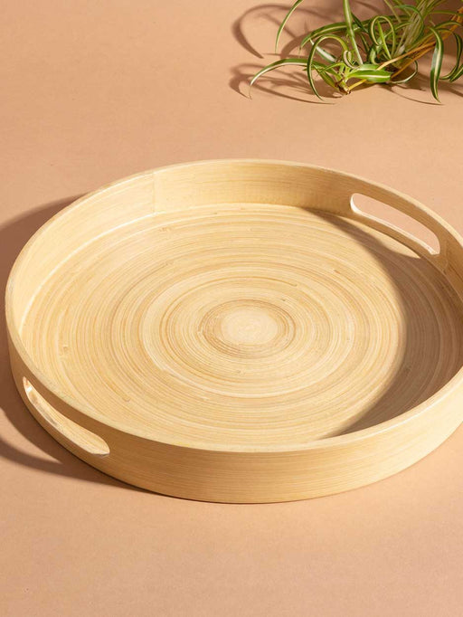 natural bamboo round tray
