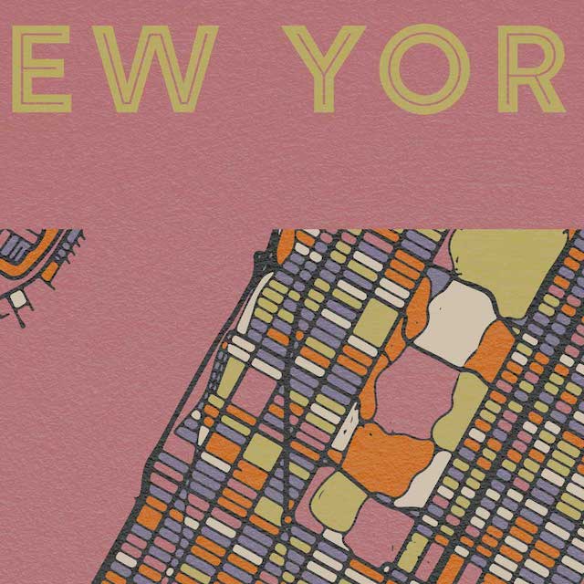 new york city map colourful poster print