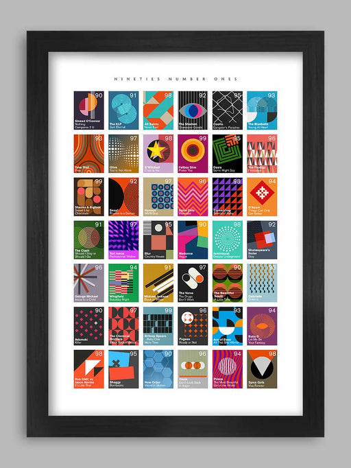 Number Ones of the Nineties - Music Poster Print. Modernist style abstract poster