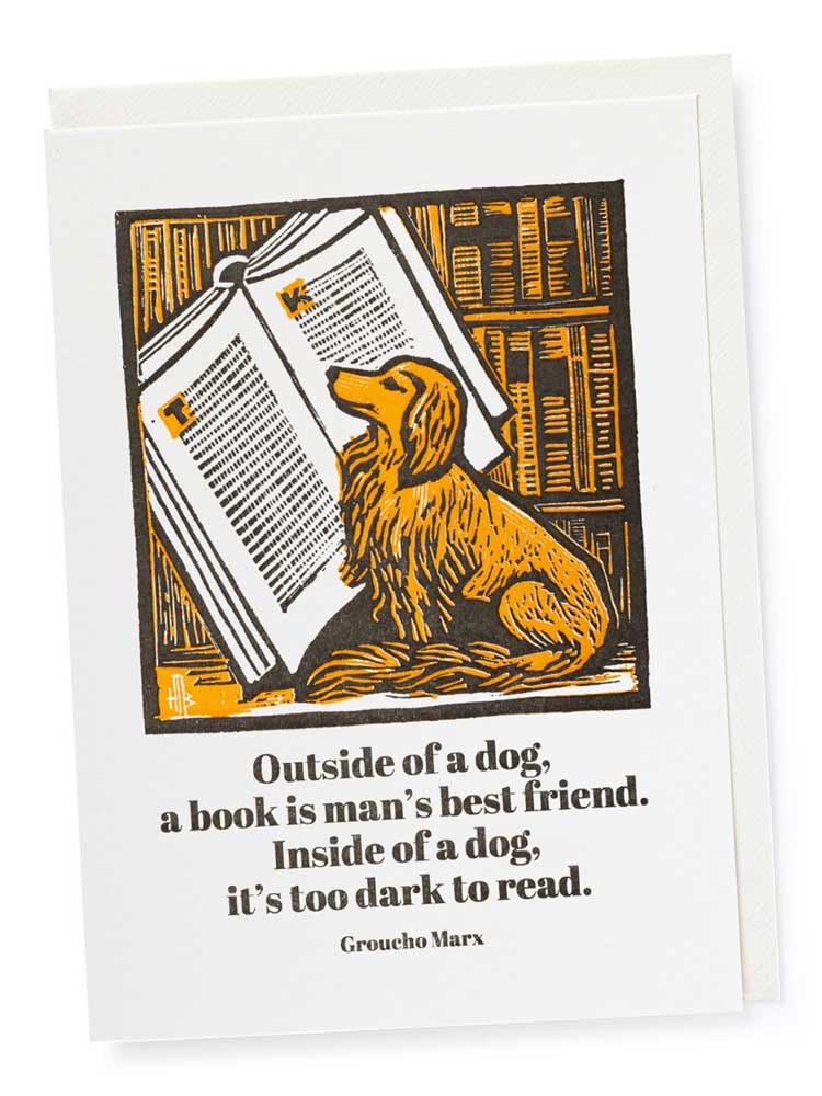 outside a dog greeting card