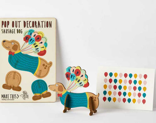 happy birthday sausage dog pop out card
