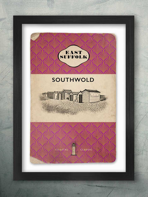 Southwold Beach Huts -  Vintage Book Cover Poster Print