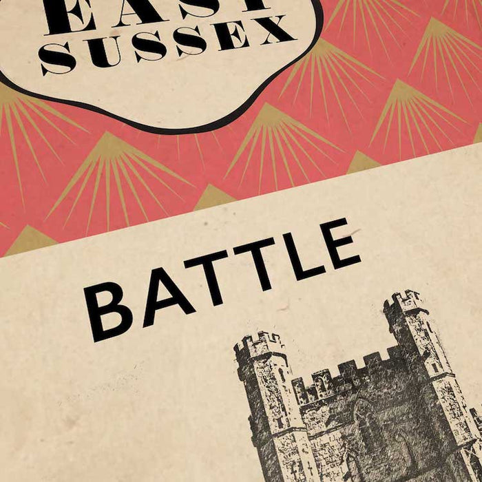Battle East Sussex retro style poster print