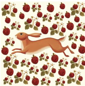 hare and strawberries card