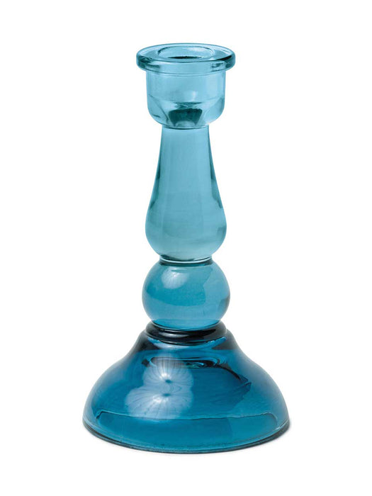 blue glass candlestick