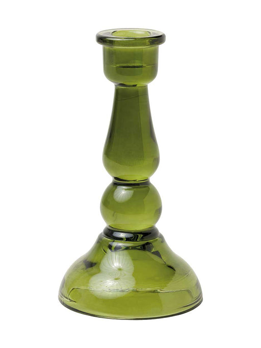 green glass candle stick