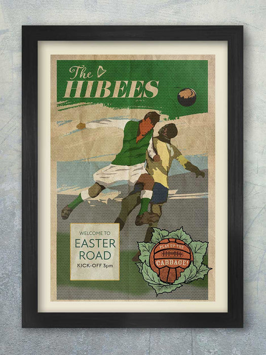 Hibernian, Hibs match programme retro style poster print GGTTH