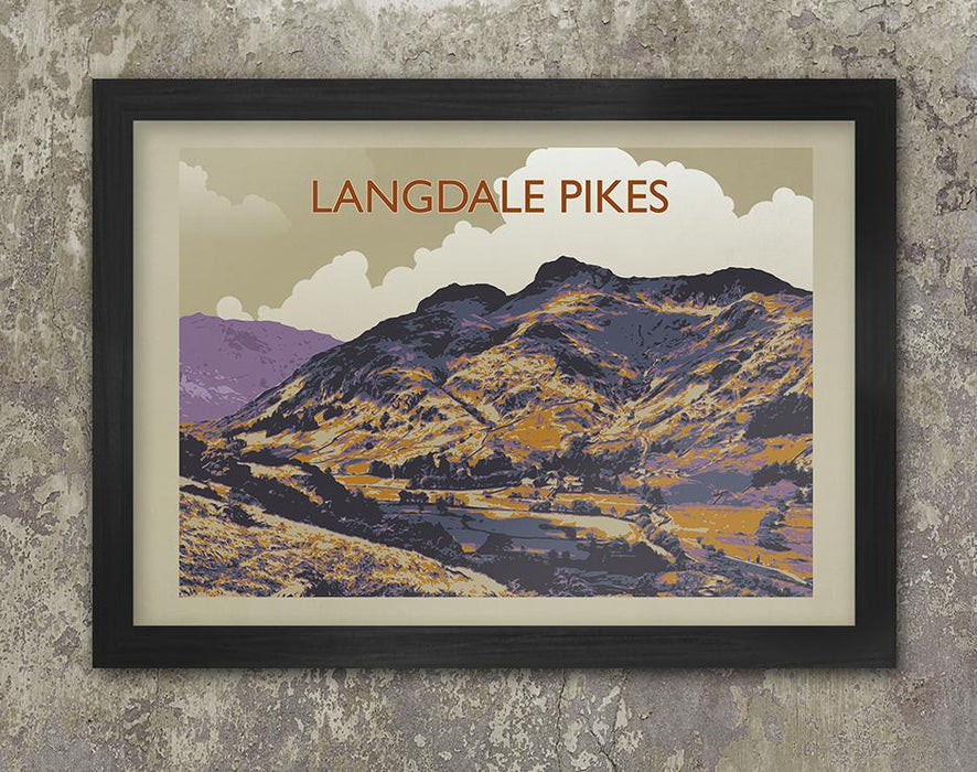 The Langdale Pikes Retro Poster