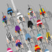 Shirts of the peloton contemporary cycling poster print. Featuring retro and contemporary cycling jerseys including Molteni, Faema, Peugeot, Raleigh, Flandria and Mapei.