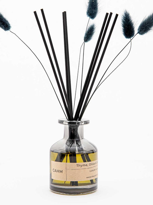 thyme olive & bergamot diffuser with black glass 
