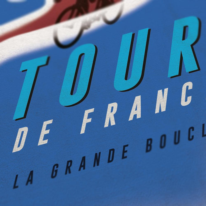 Tour de France 'Gitanes' inspired retro styled cycling poster. Iconic national imagery for Grand Tour posters