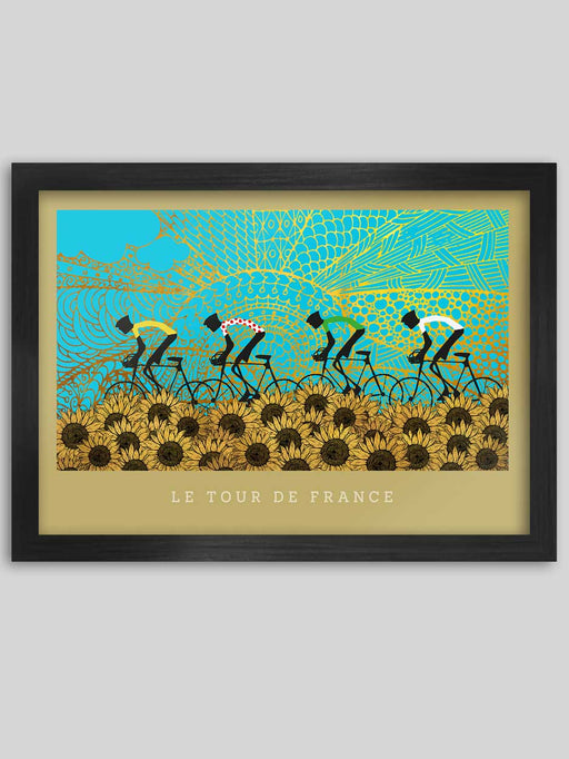 Le Tour de France sunflowers, cycling poster print.