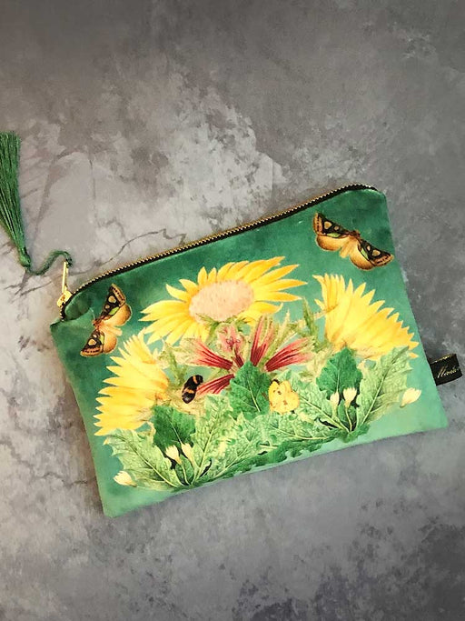 butterfly and sunflower velvet bag